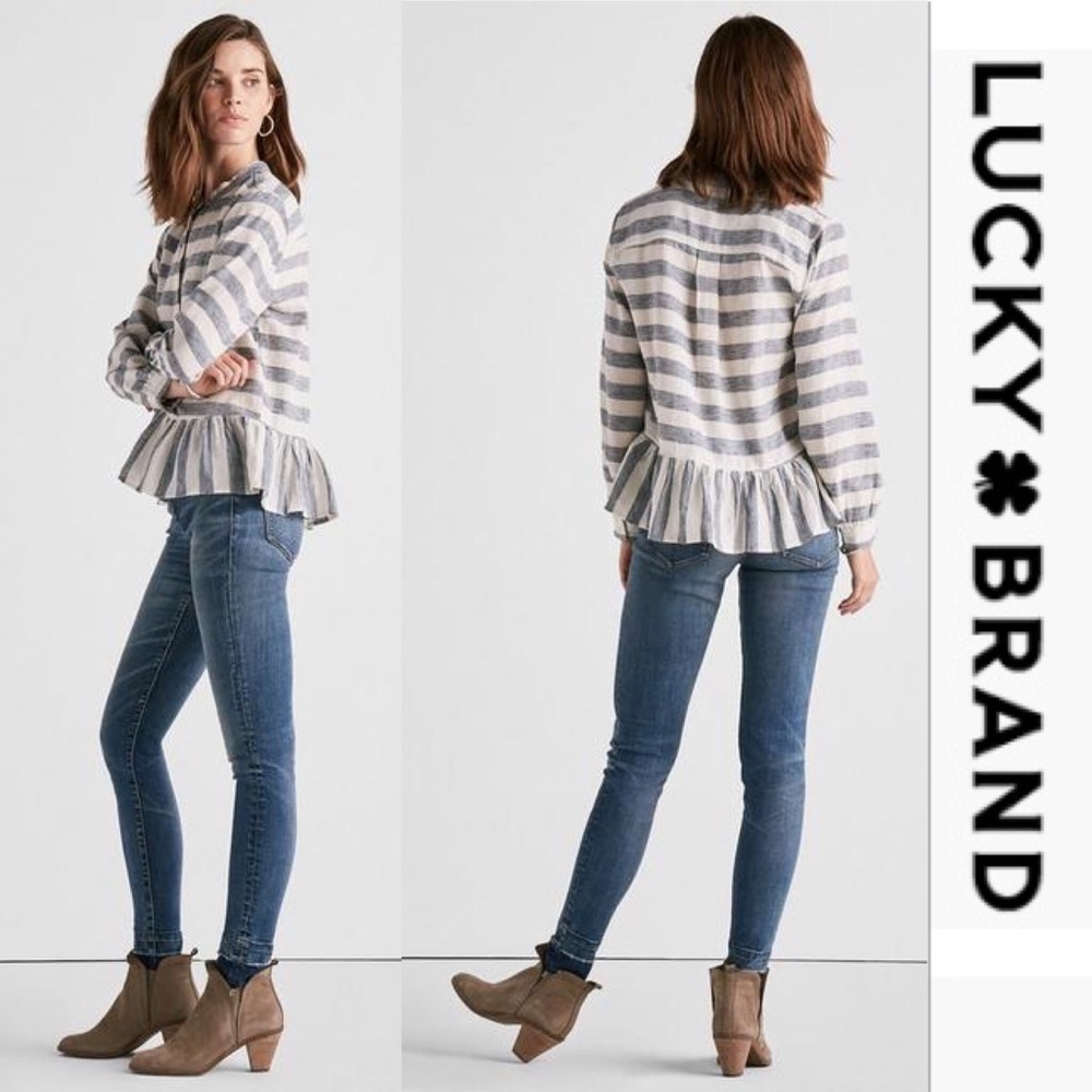 Lucky Brand Blue Stripe Peplum Top
7W44314 Size L